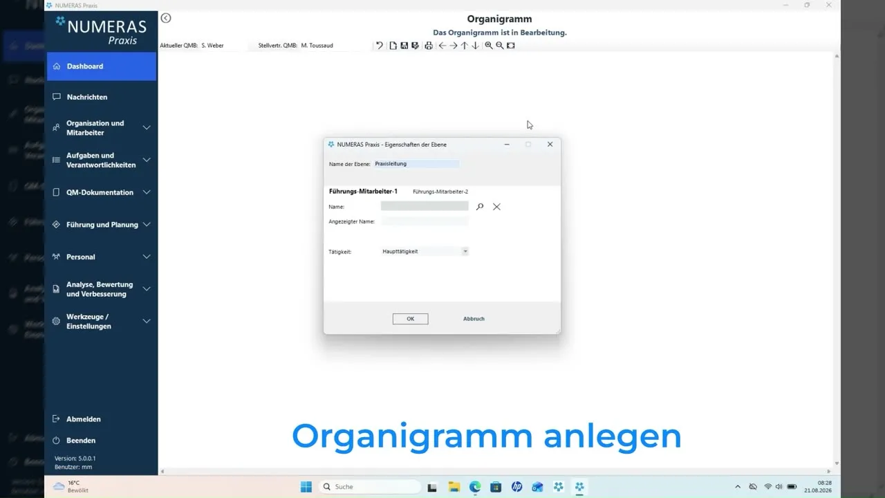 Bildschirmvideo: Organigramm im Dentalmanager anlegen